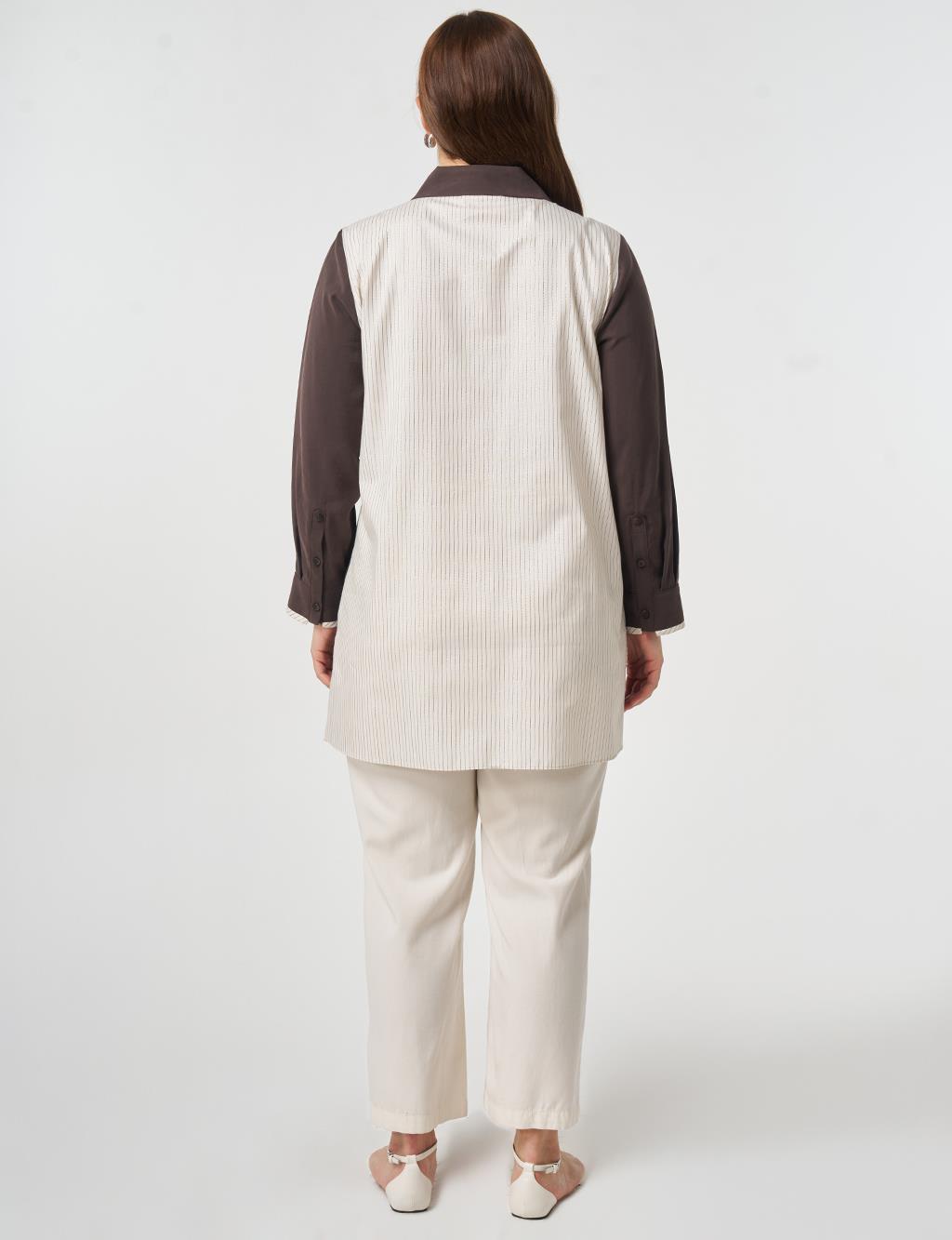 Fabric Trimmed Modal Tunic Dark Brown