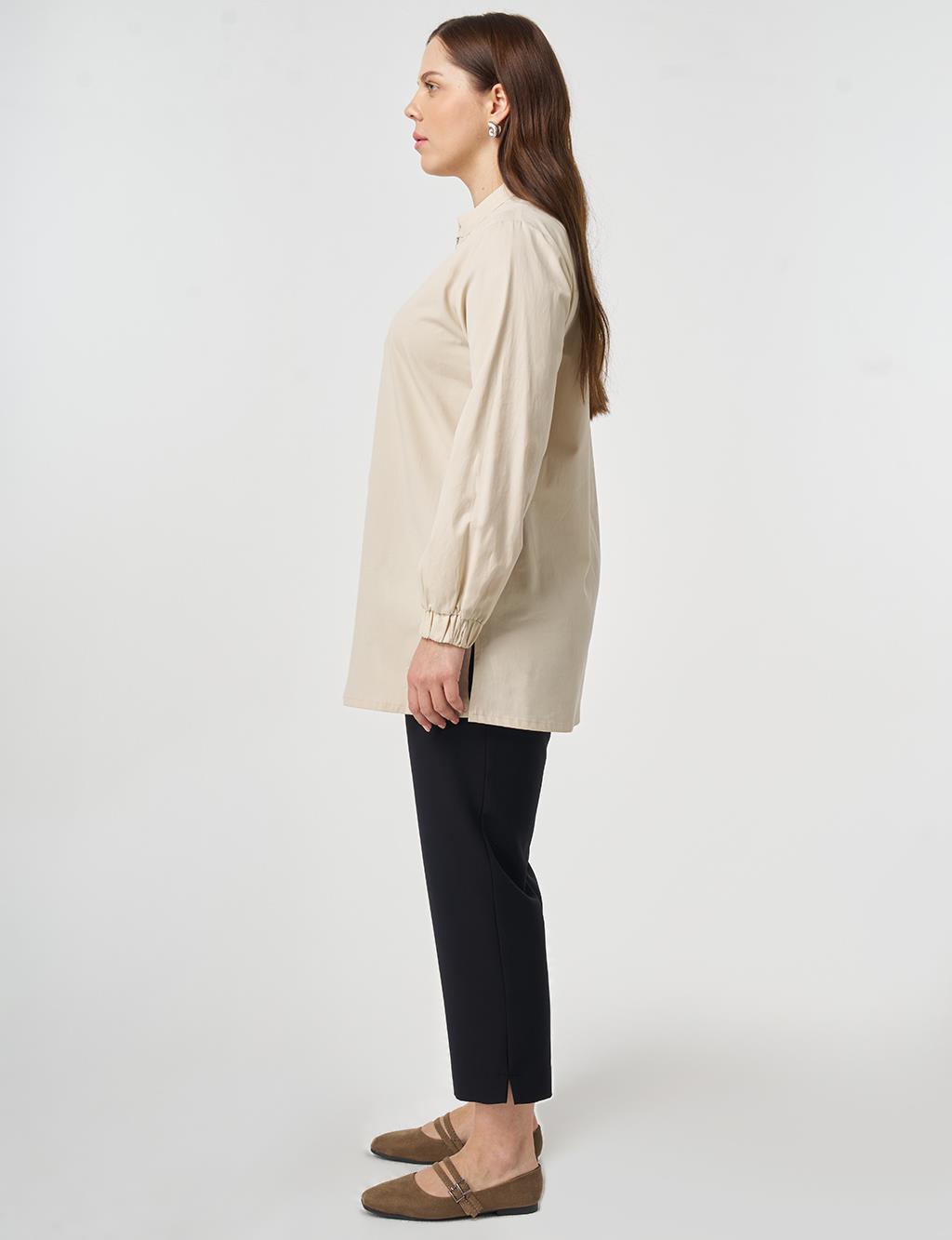 100% Cotton Embroidered Tunic Cream