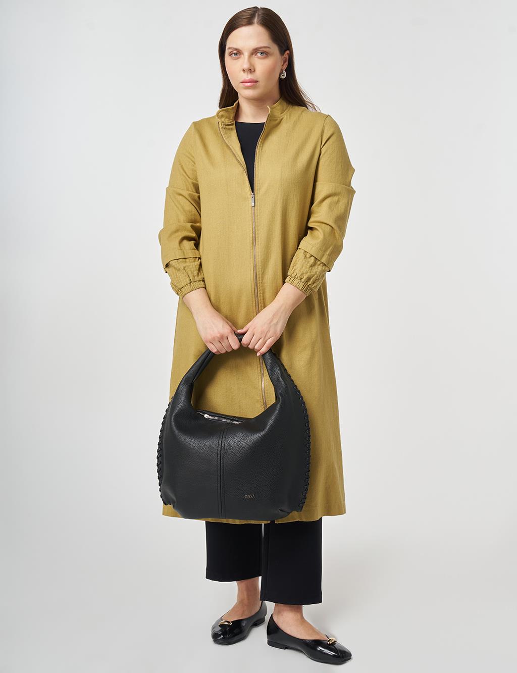 Hakim Yaka Non Denim Kap Yağ Yeşili