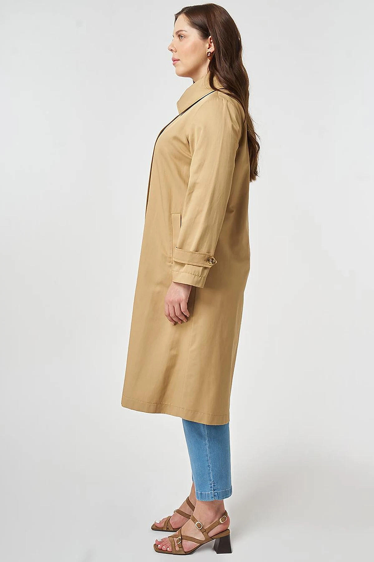 Wide Collar Trench Coat Beige