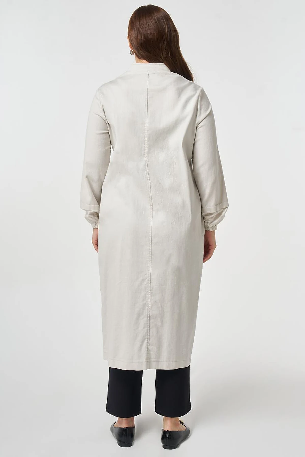 Stand-Collar Non-Denim Cape Grey