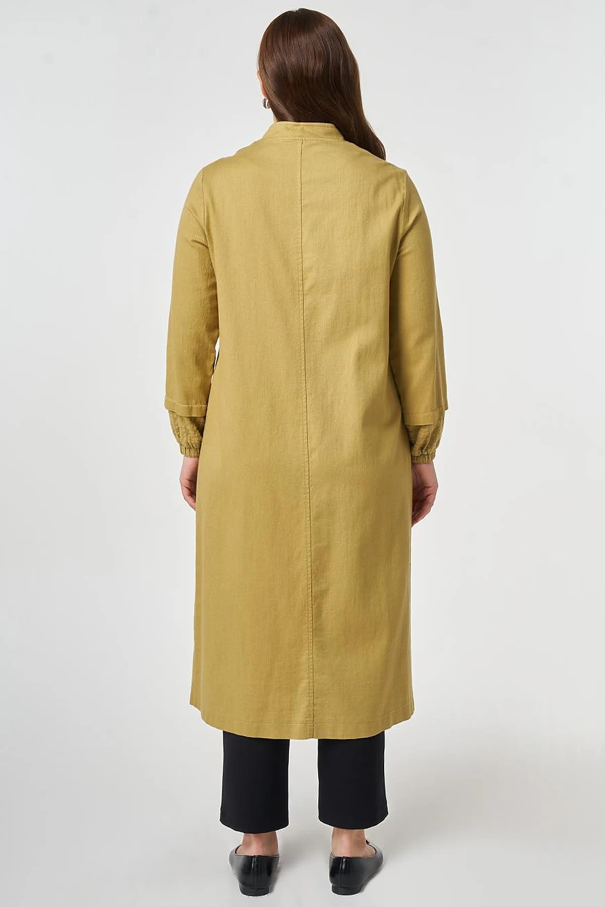 Stand-Collar Non-Denim Cape Olive Green