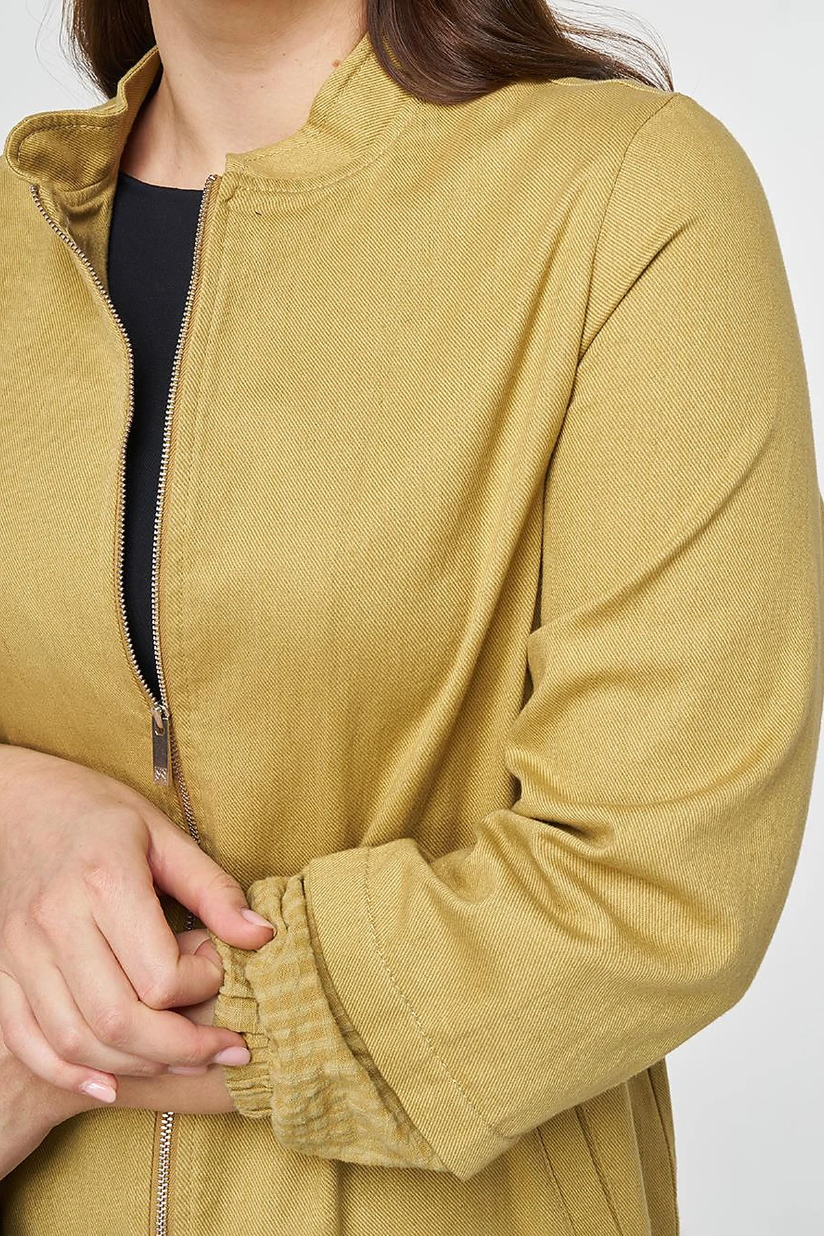 Stand-Collar Non-Denim Cape Olive Green