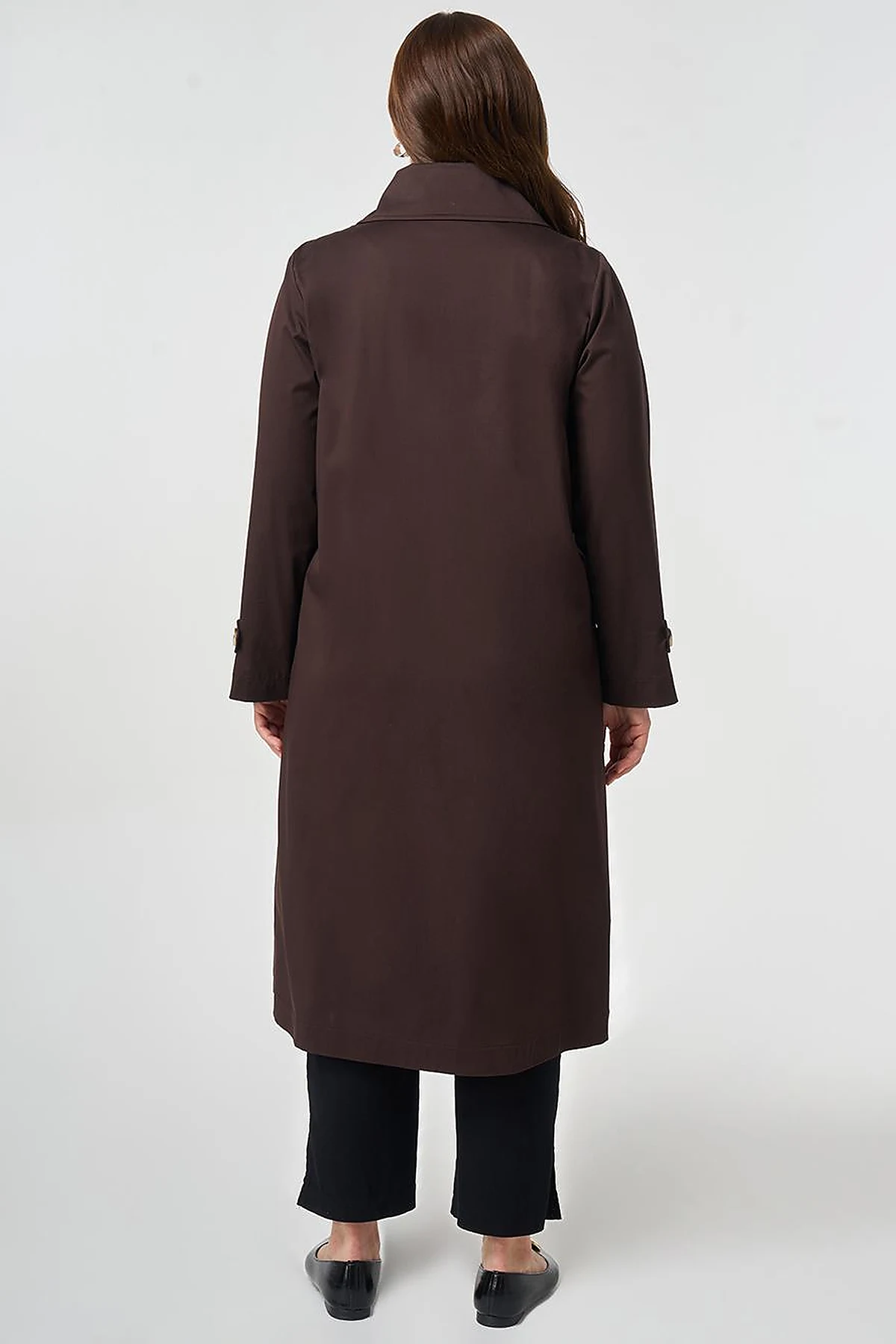 Wide Collar Trench Coat Dark Brown