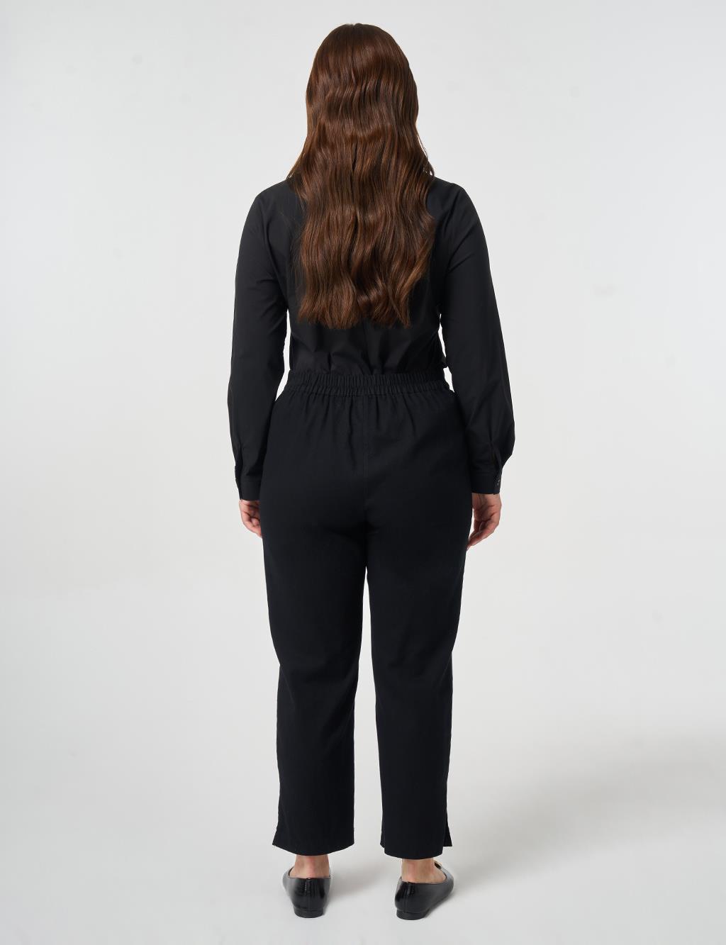 Double Button Non-Denim Trousers Black