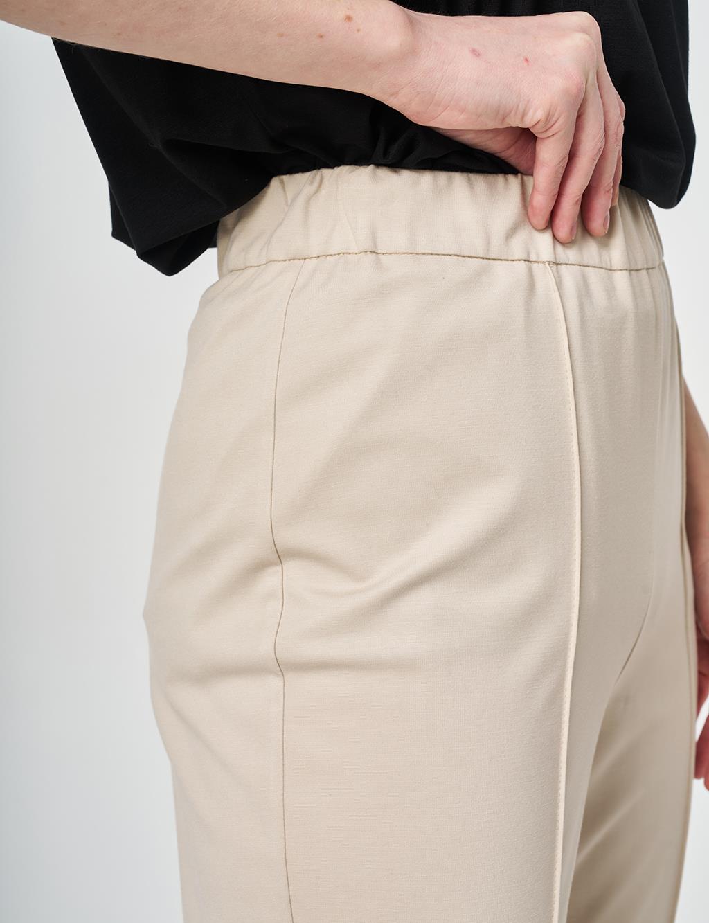 Cutting Stitch Knitted Spanish Flare Trousers Stone