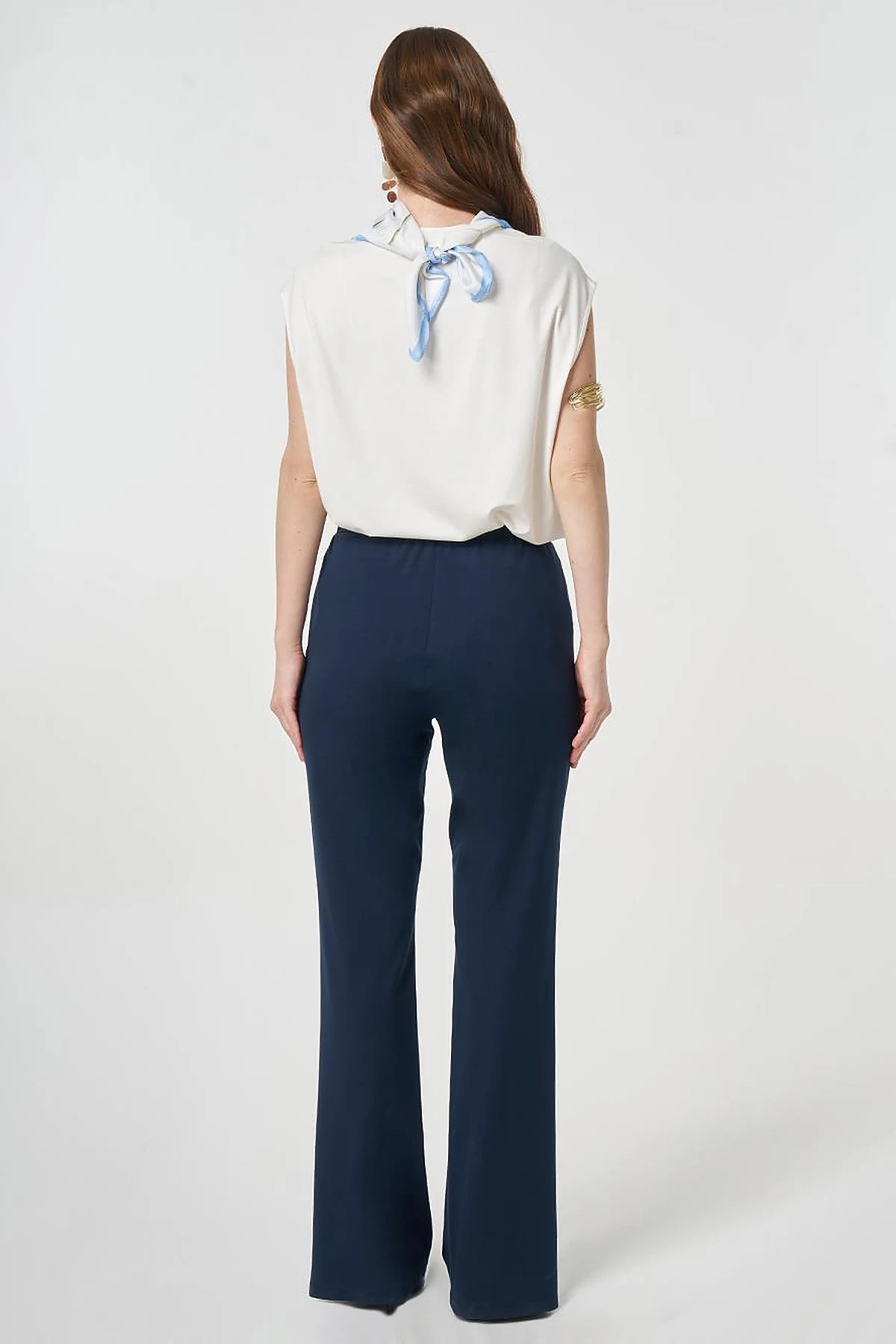 Cutting Stitch Knitted Spanish Flare Trousers Dark Navy