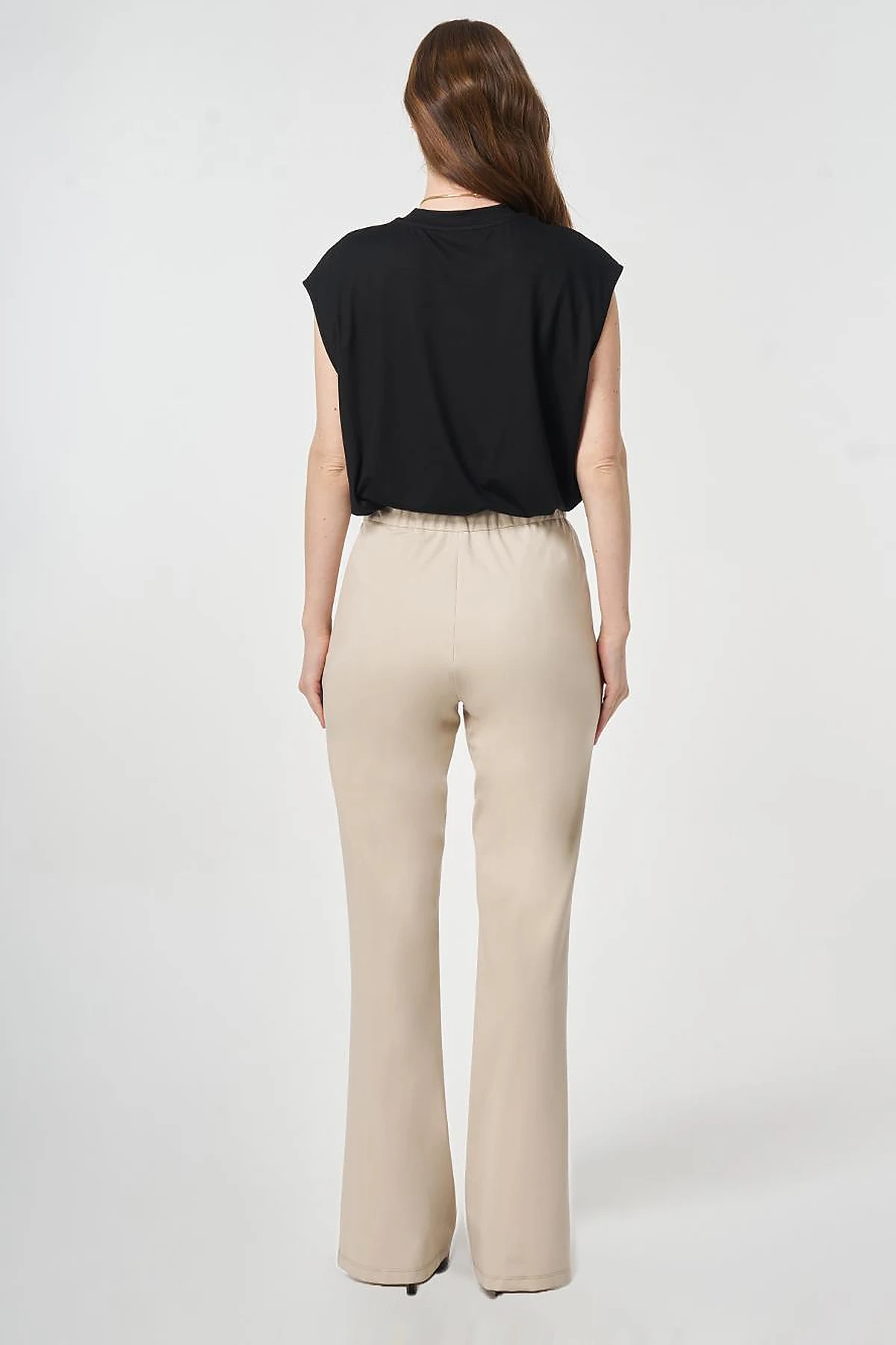 Cutting Stitch Knitted Spanish Flare Trousers Stone