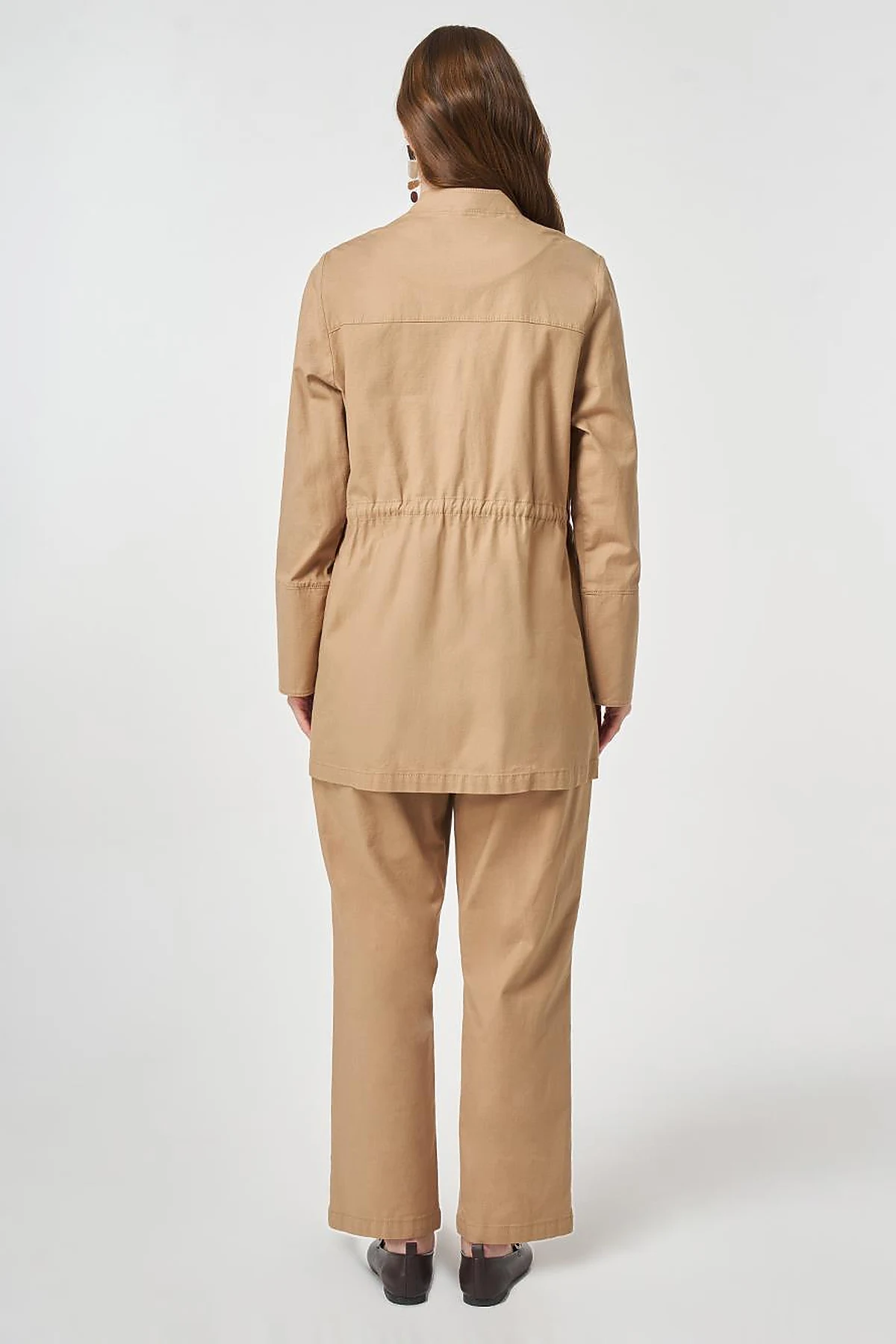 Button-Detail Cotton Two-Piece Set Beige
