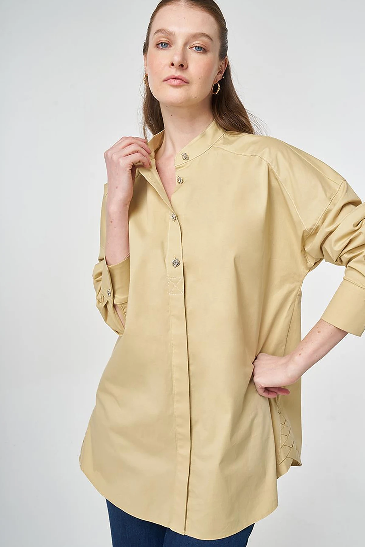 Punto Stitched Cotton Tunic Light Yellow