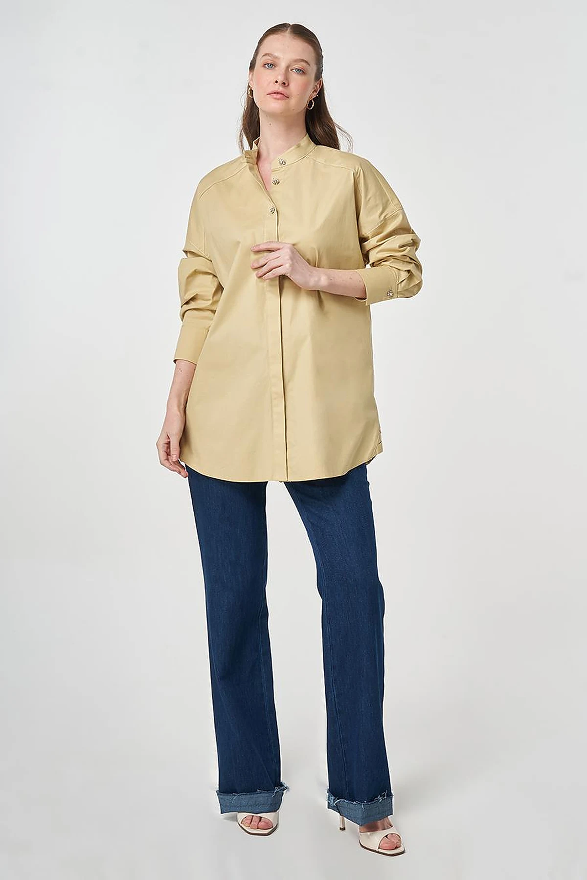 Punto Stitched Cotton Tunic Light Yellow