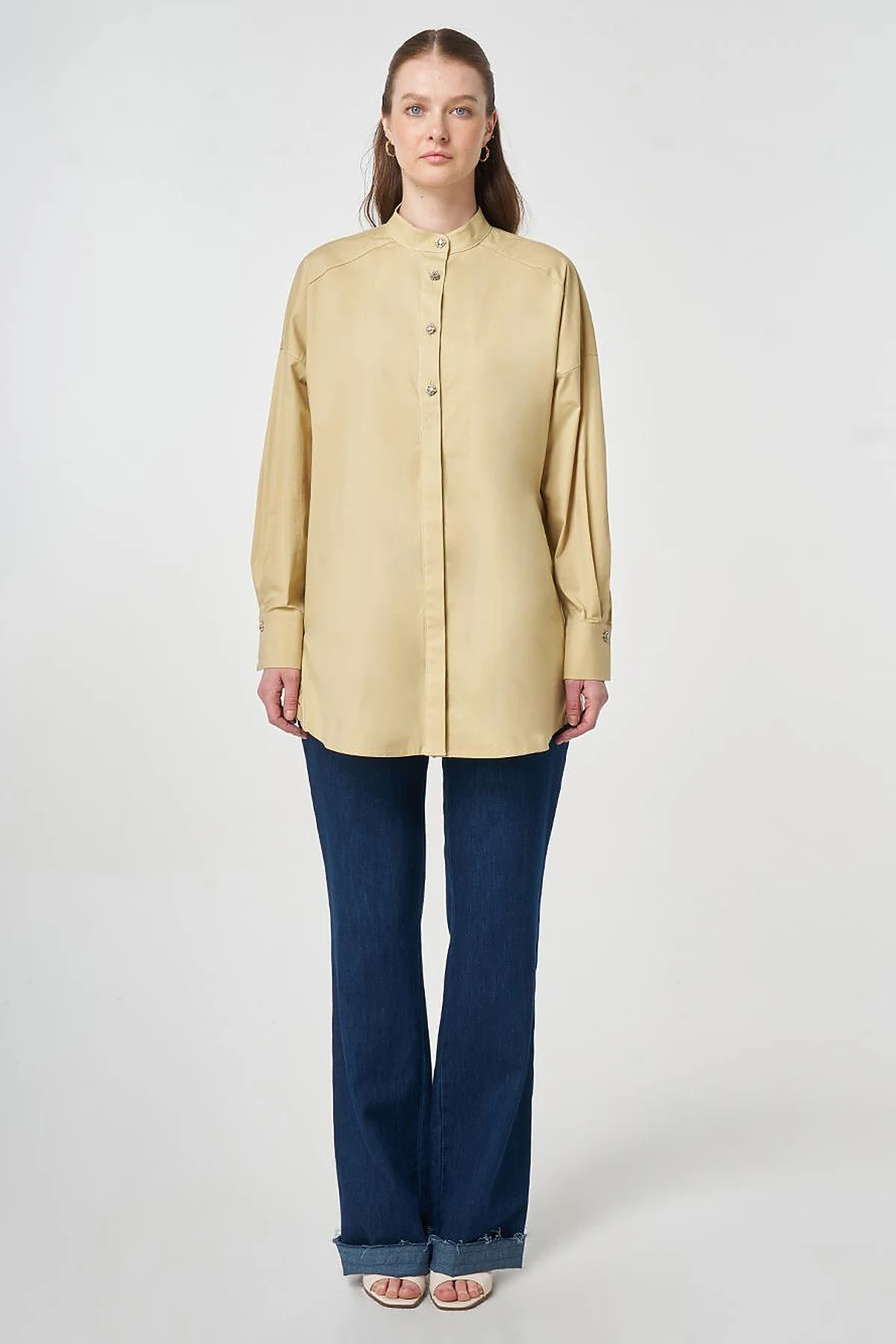 Punto Stitched Cotton Tunic Light Yellow