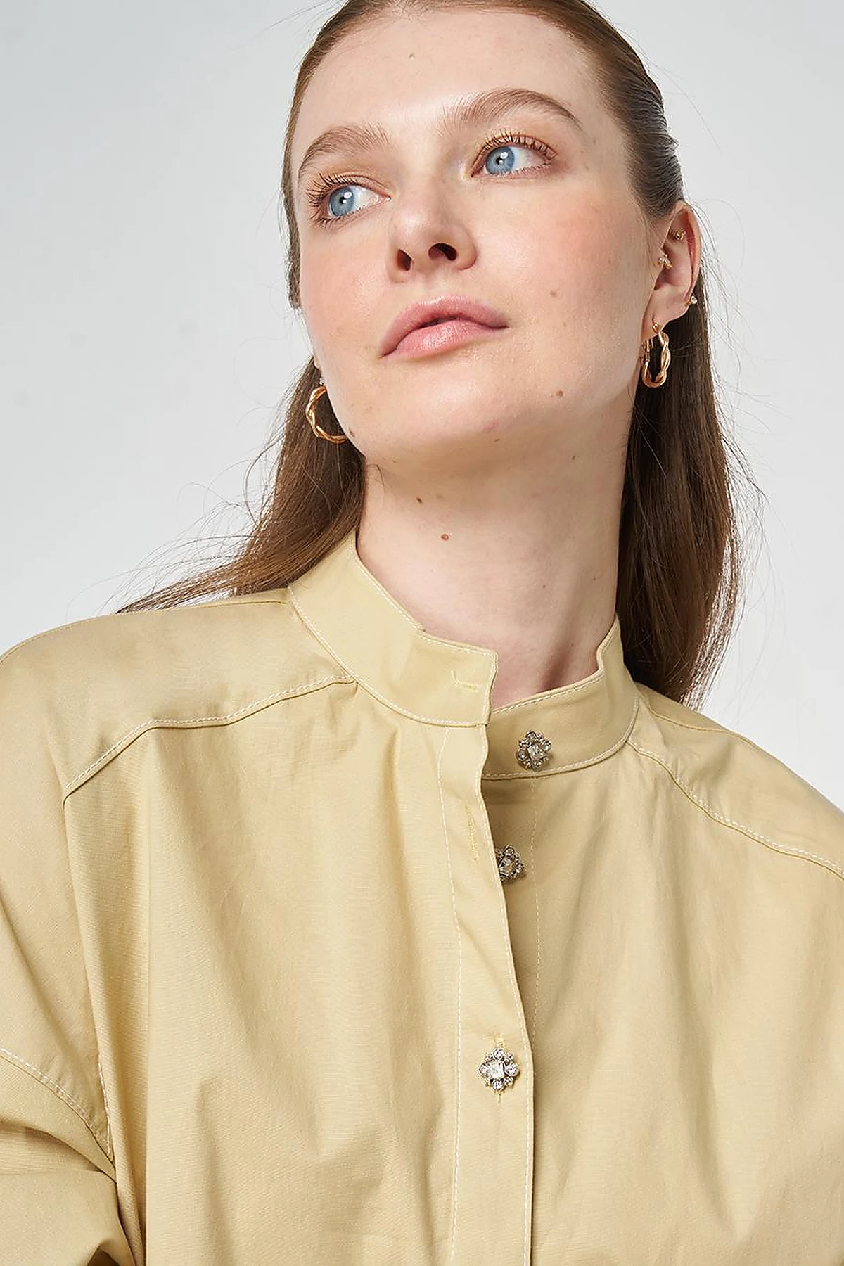 Punto Stitched Cotton Tunic Light Yellow