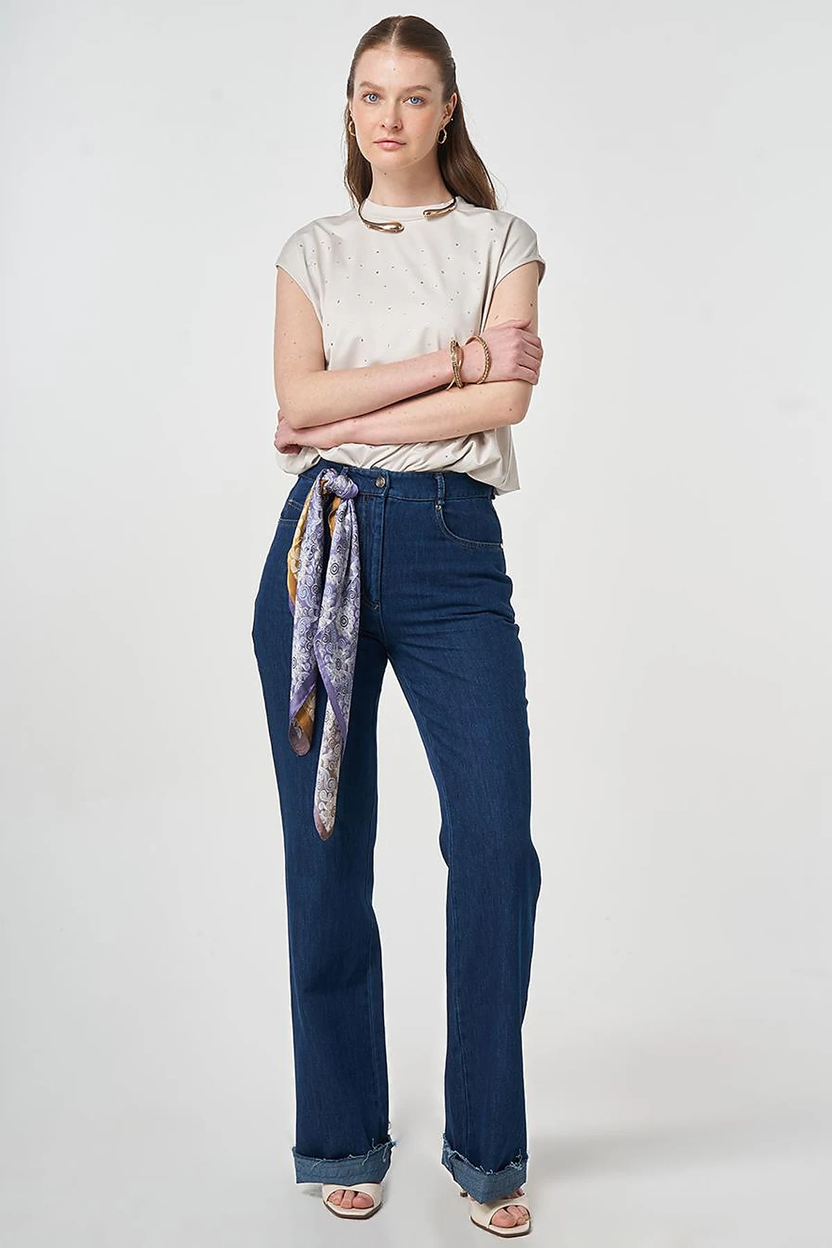 Straight Denim Pants Navy