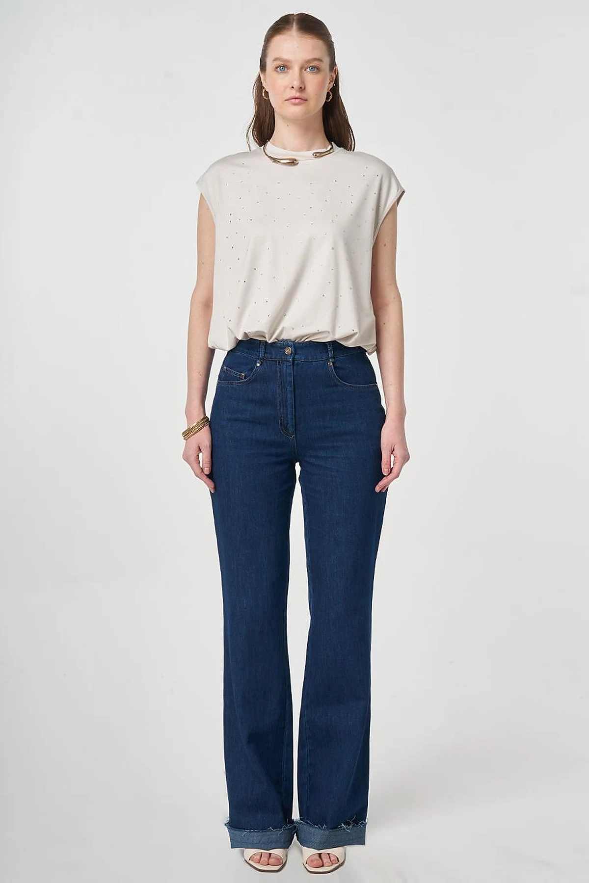 Straight Denim Pants Navy