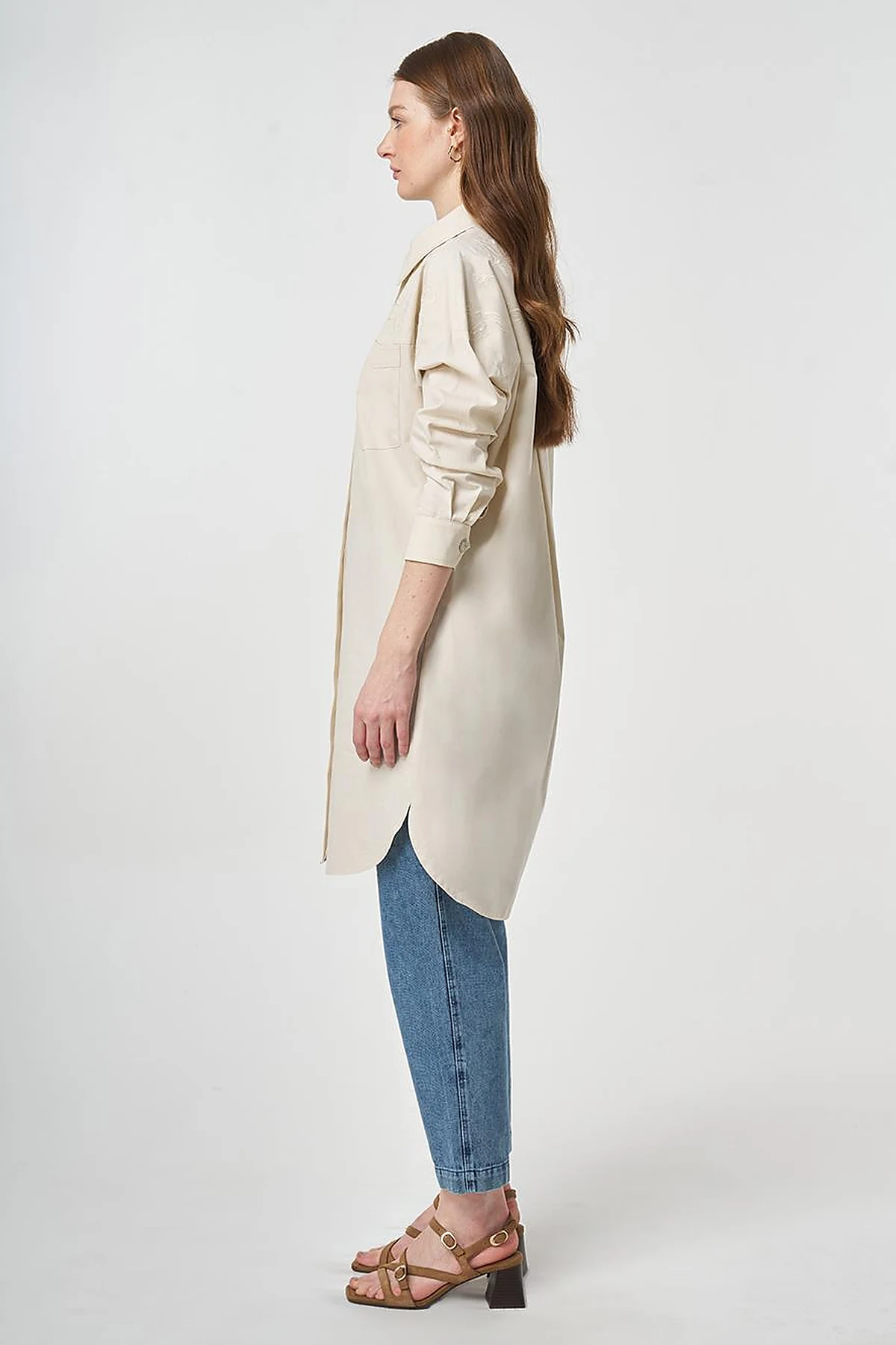 100% Cotton Embroidered Tunic Cream
