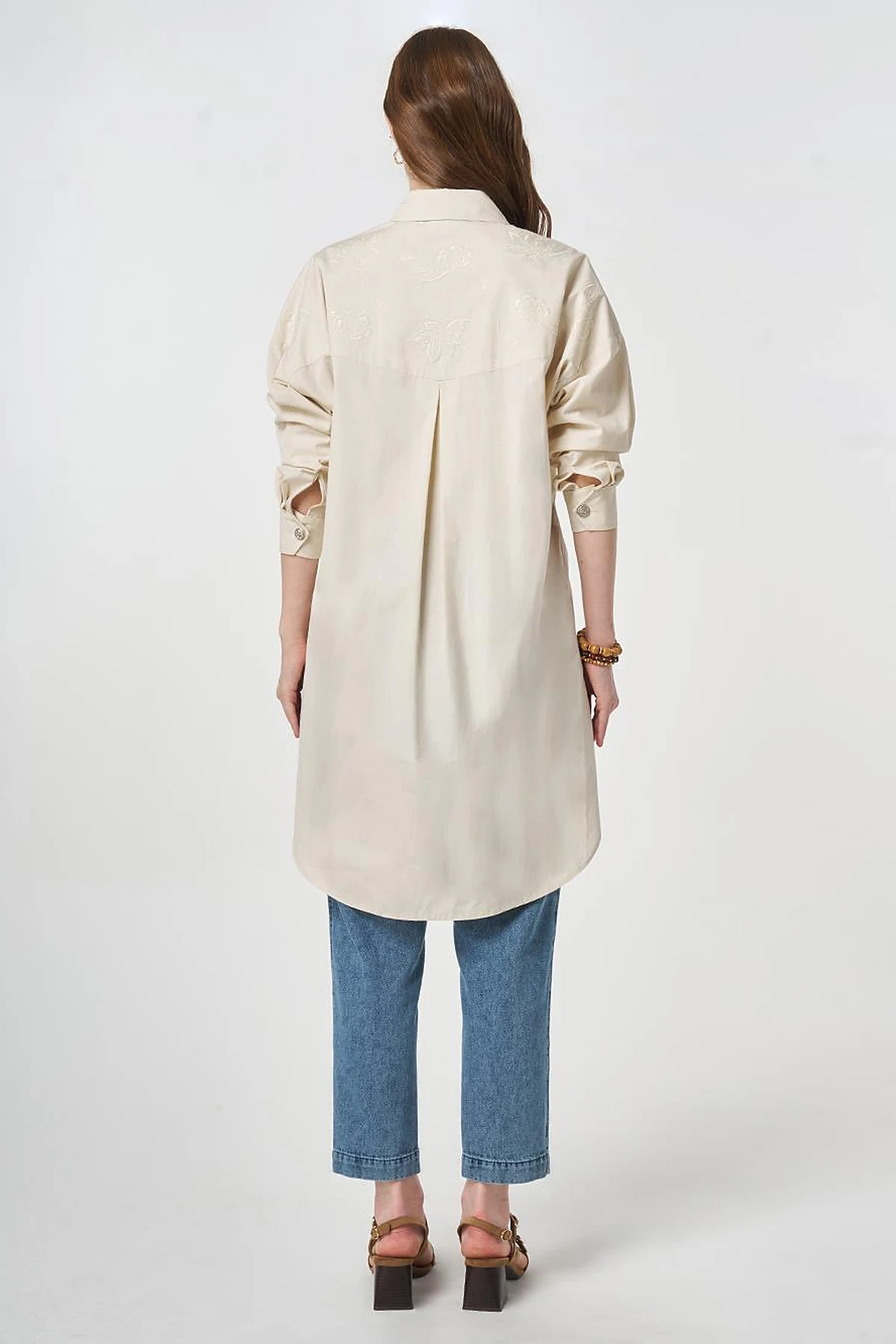 100% Cotton Embroidered Tunic Cream