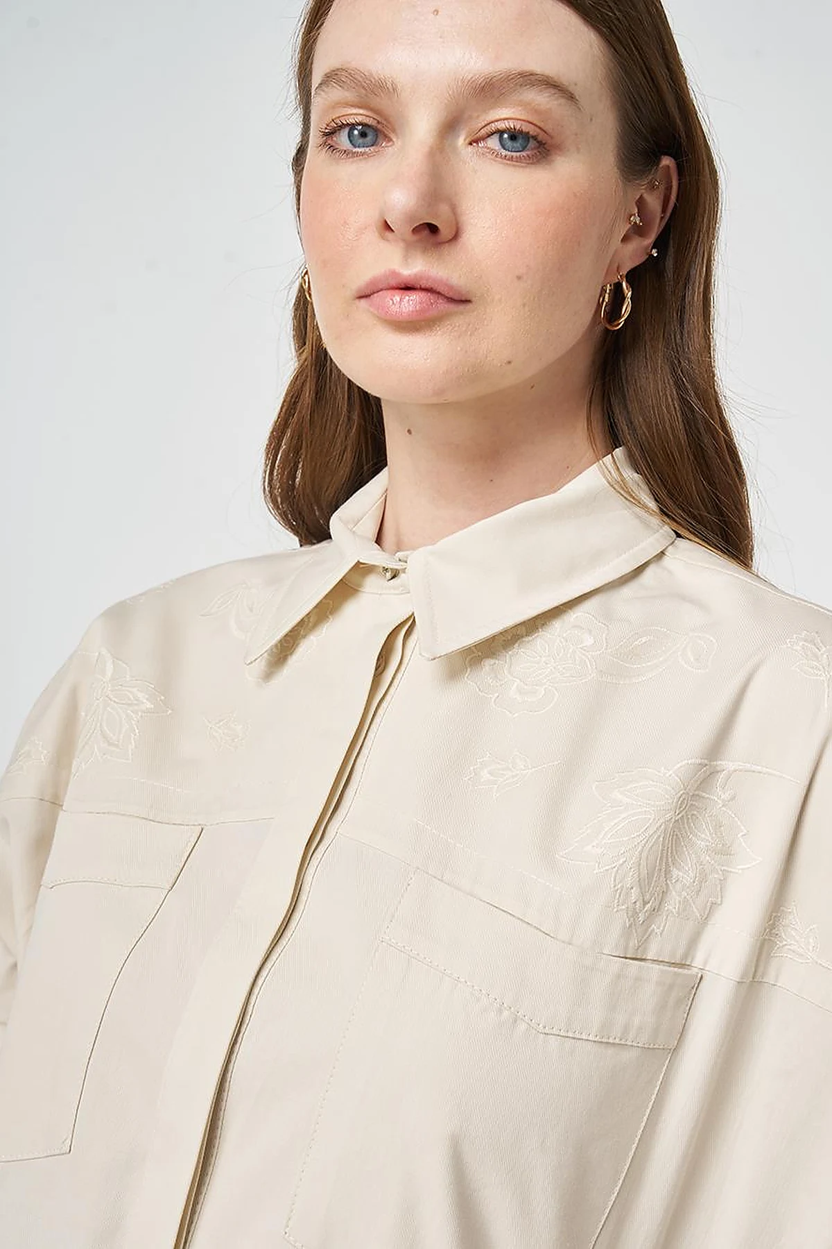 100% Cotton Embroidered Tunic Cream