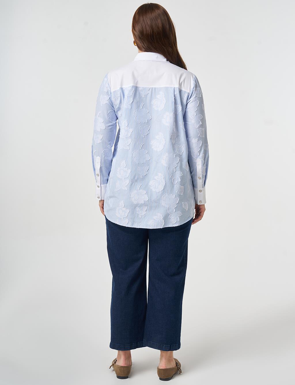 Appliqué Cotton Tunic Blue