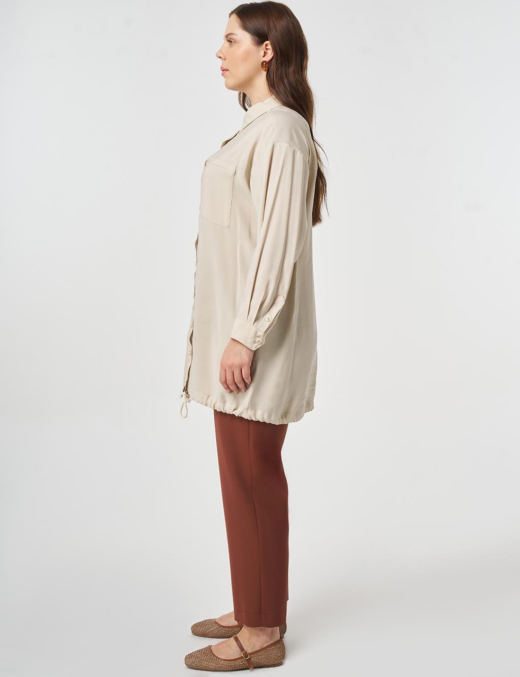 Single-Pocket Rayon Tunic Cream