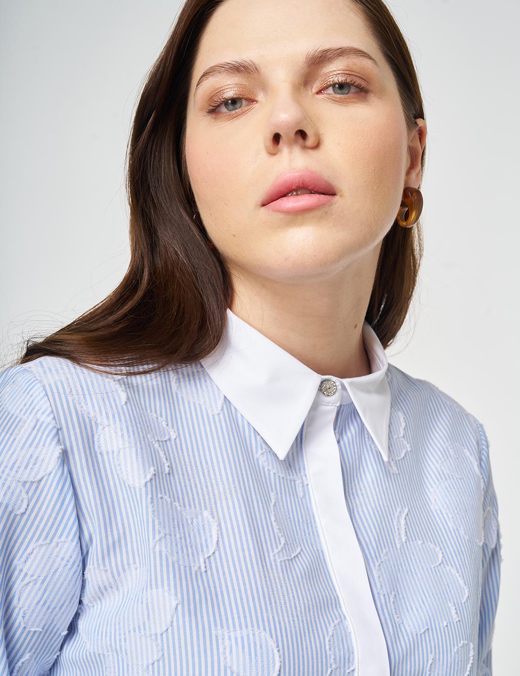 Appliqué Cotton Tunic Blue