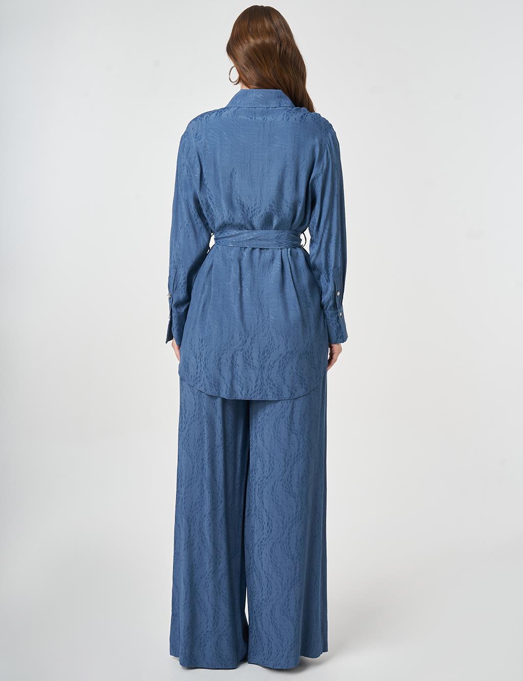 100% Viscose Hotfix Printed Two-Piece Set Indigo