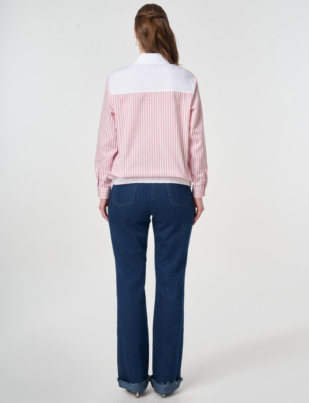 Striped Cotton Blouse Fuchsia