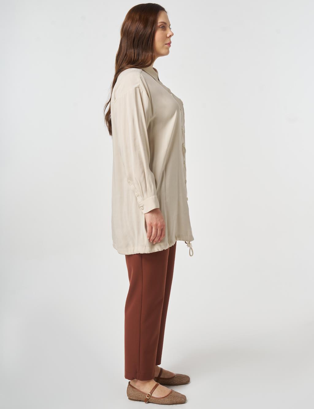 Single-Pocket Rayon Tunic Cream