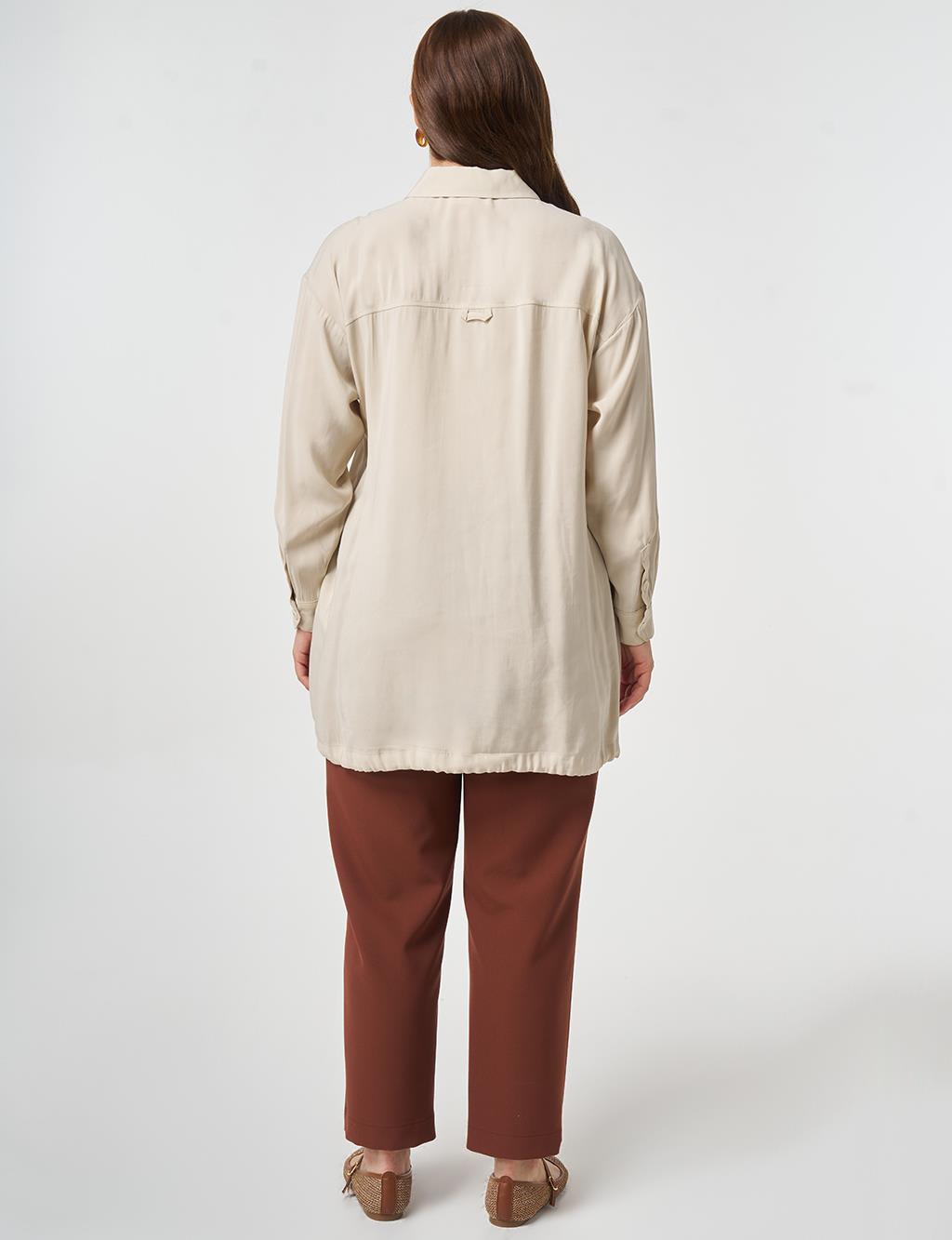 Single-Pocket Rayon Tunic Cream