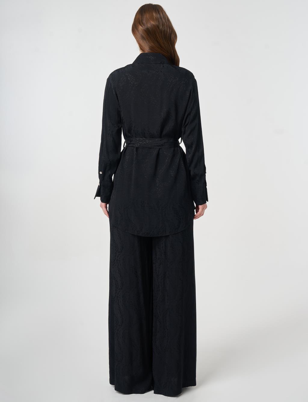 100% Viscose Hotfix Printed Two-Piece Set Black