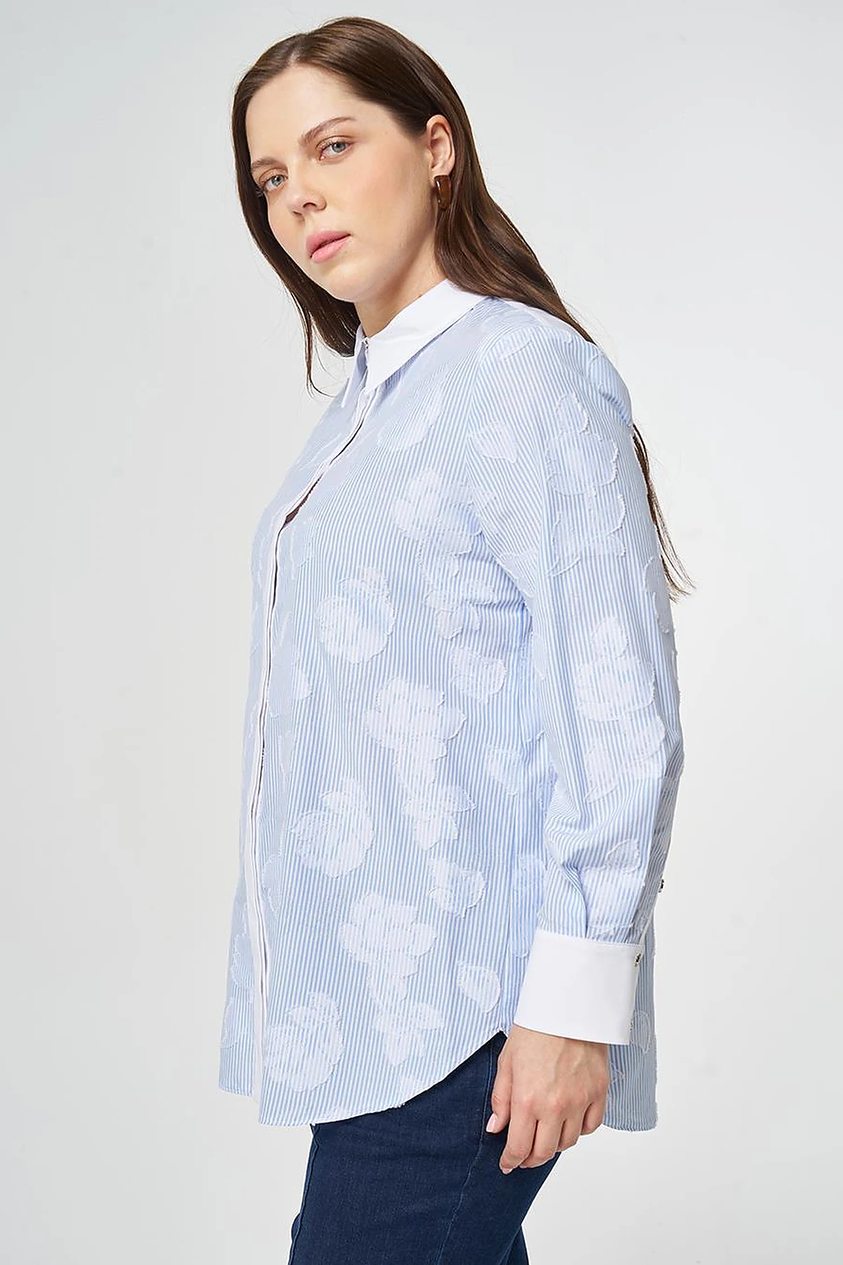 Appliqué Cotton Tunic Blue