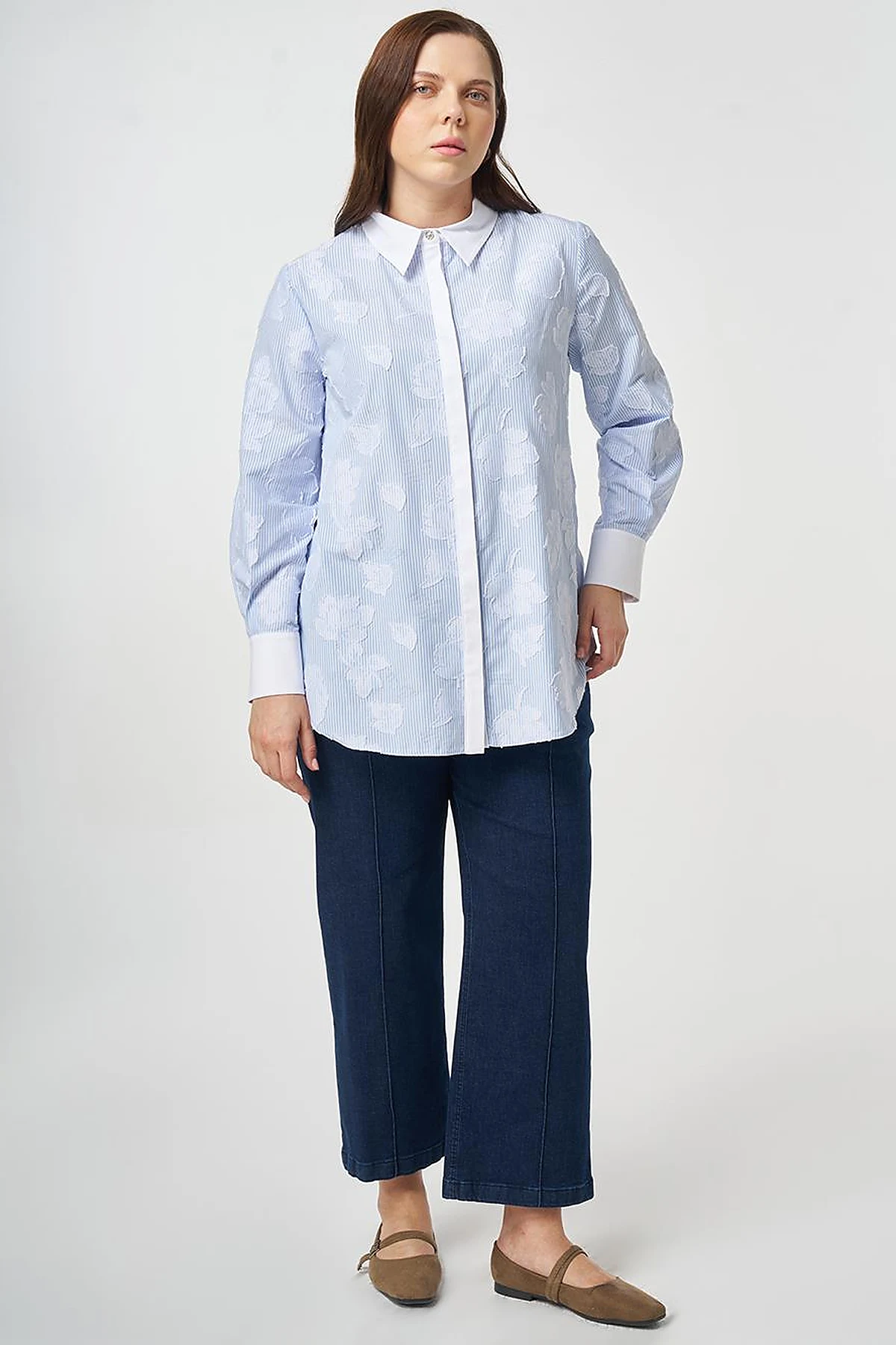 Appliqué Cotton Tunic Blue