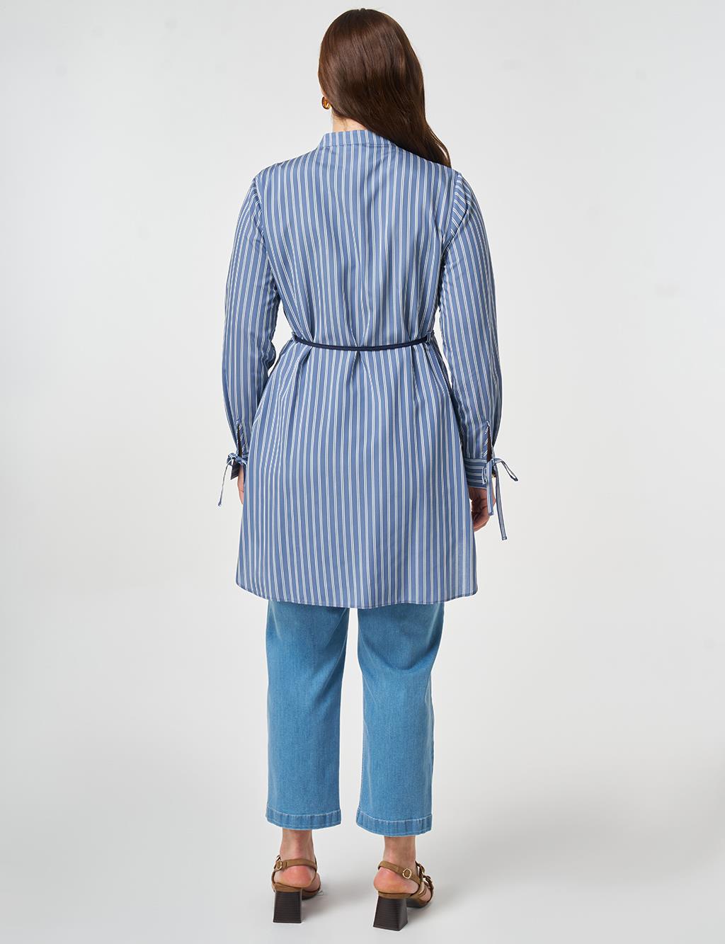 Waist Tie Viscose Tunic Indigo