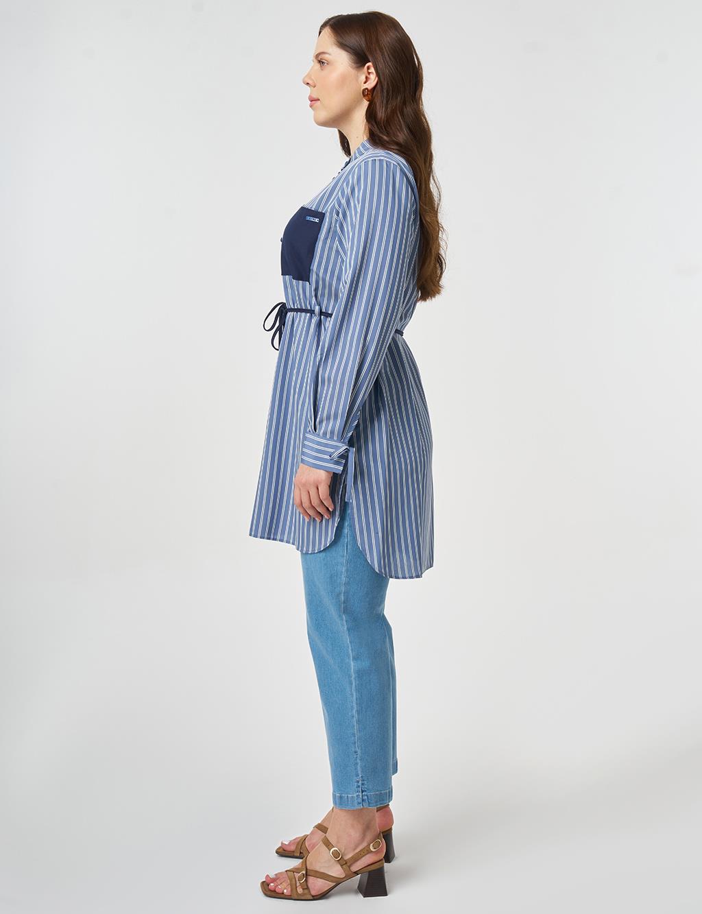 Waist Tie Viscose Tunic Indigo