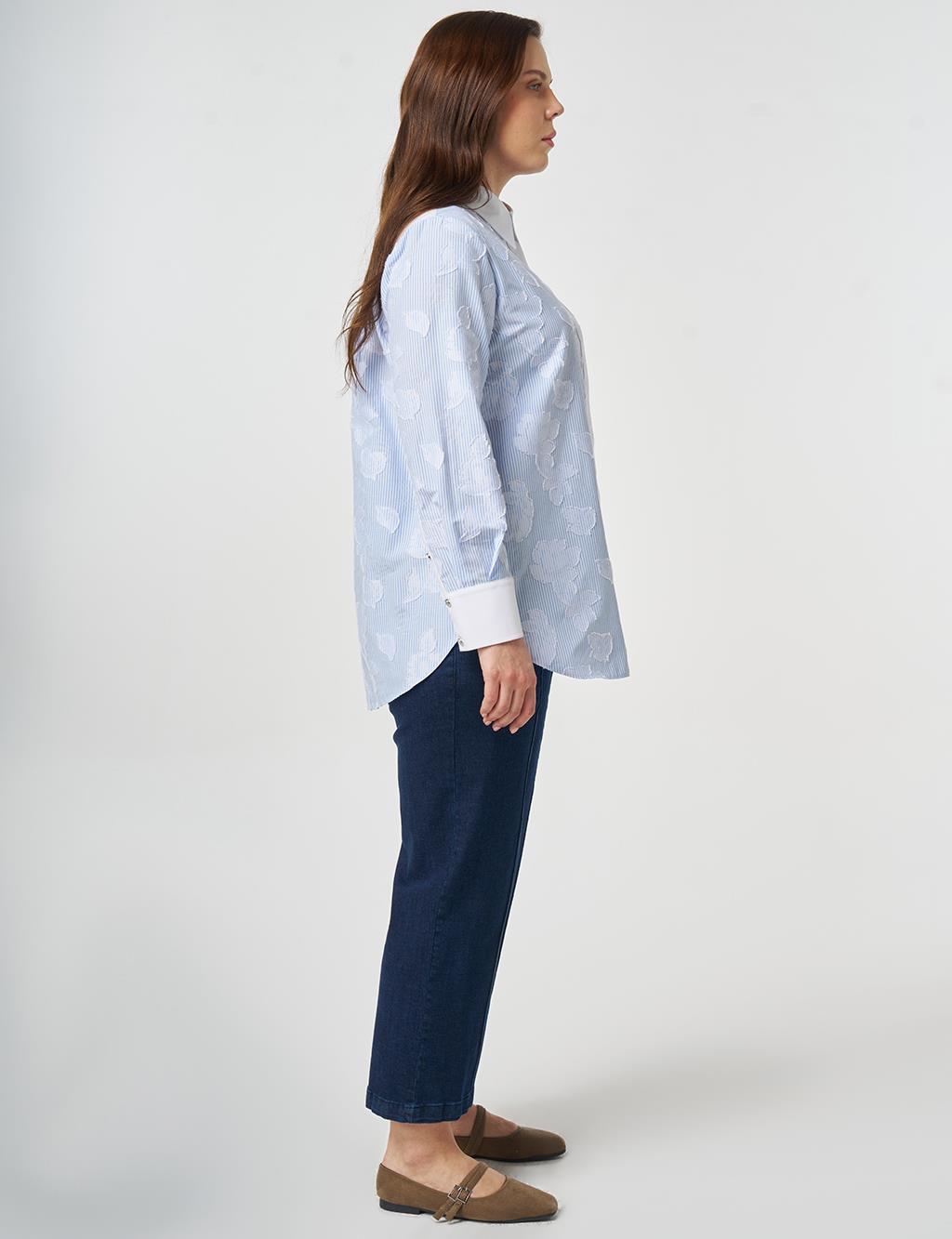 Appliqué Cotton Tunic Blue