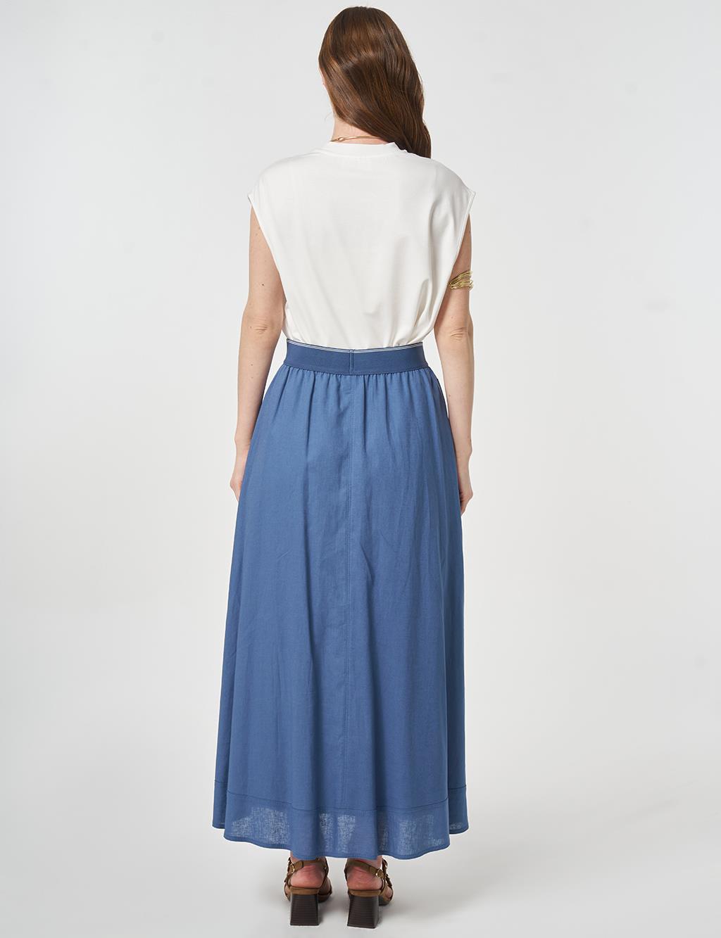 Flared Skirt with Patch Pockets Indigo