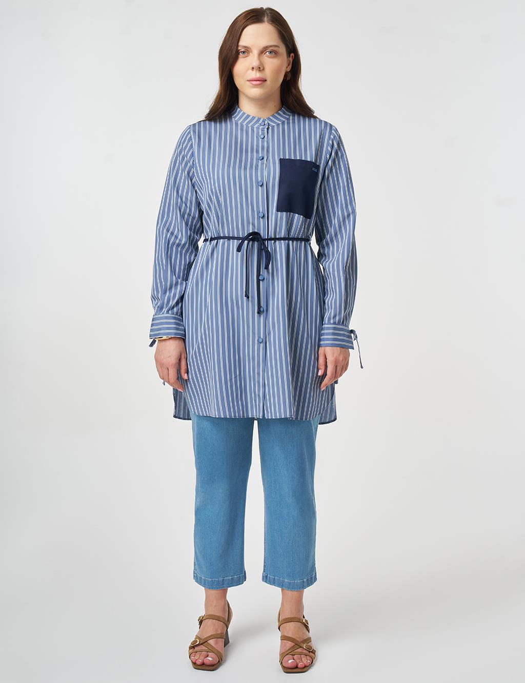 Waist Tie Viscose Tunic Indigo