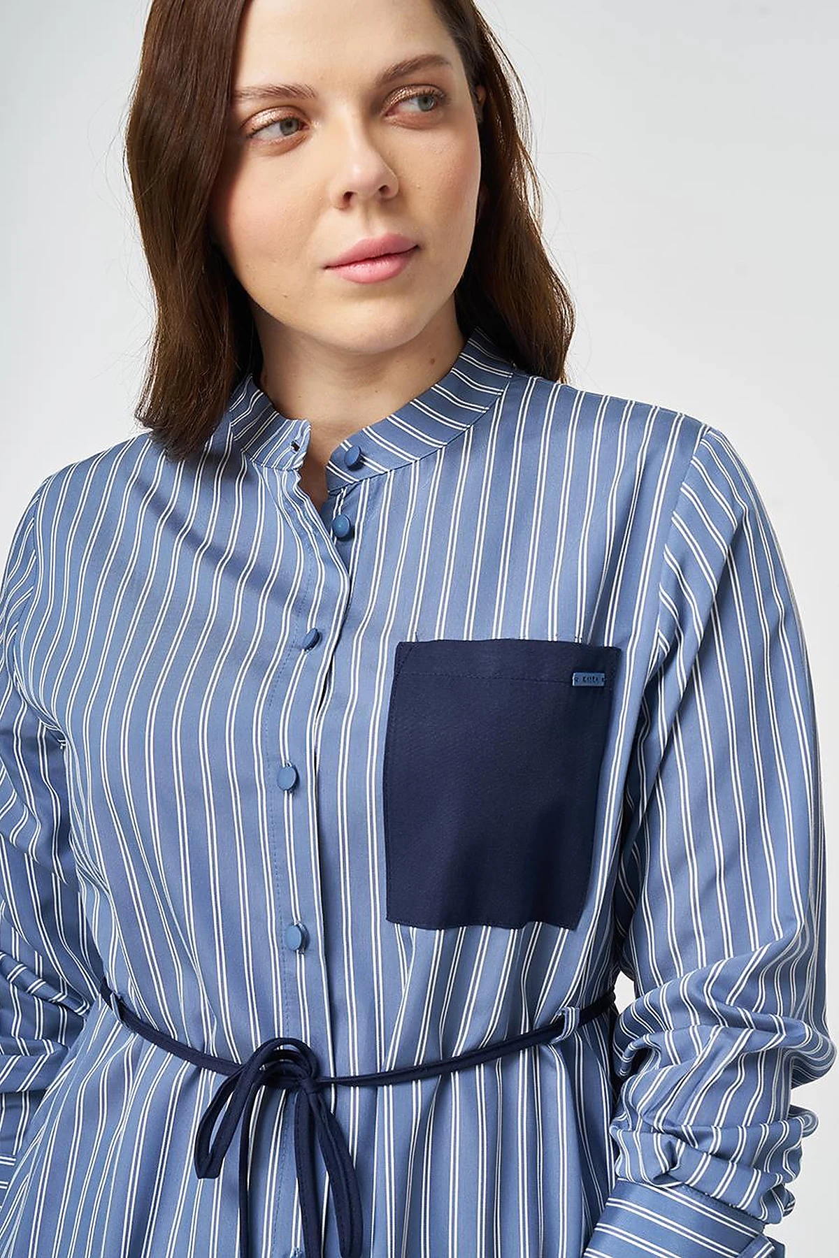 Waist Tie Viscose Tunic Indigo