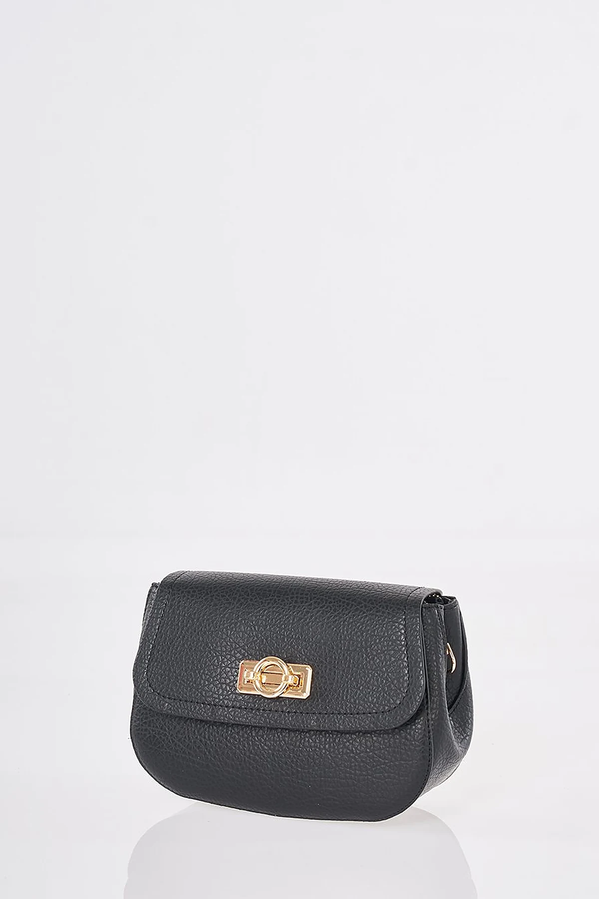 Shoulder Bag with Buckle Detail Black