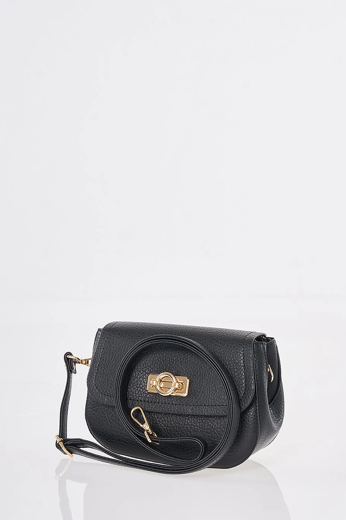 Shoulder Bag with Buckle Detail Black