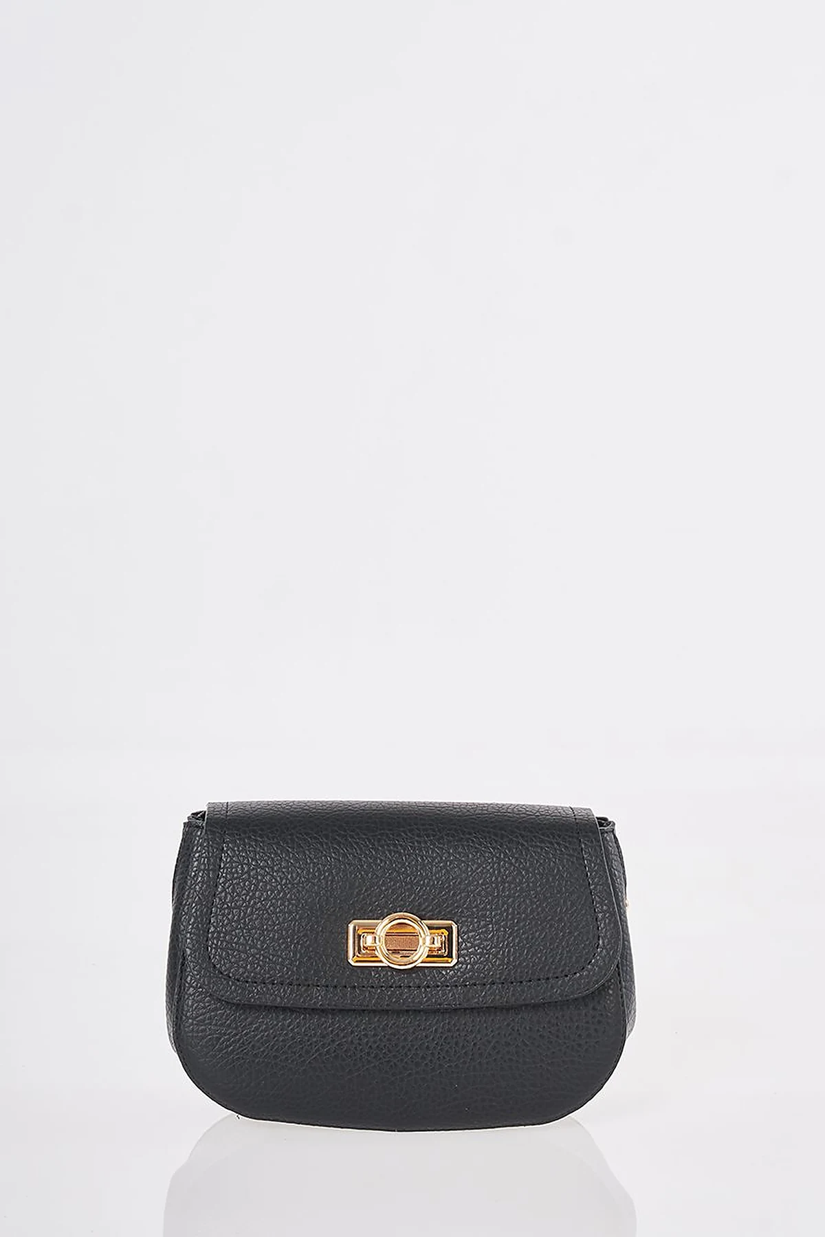 Shoulder Bag with Buckle Detail Black