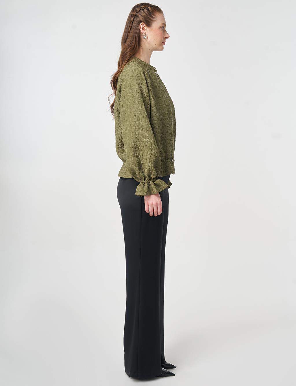 Raglan Sleeve Embossed Jacket Khaki