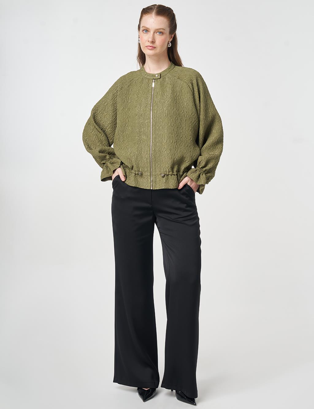 Raglan Sleeve Embossed Jacket Khaki