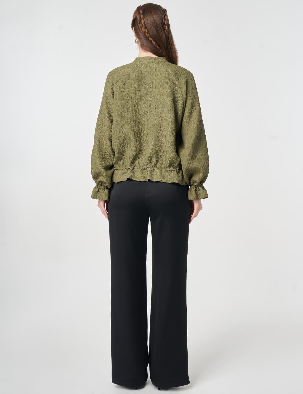 Raglan Sleeve Embossed Jacket Khaki