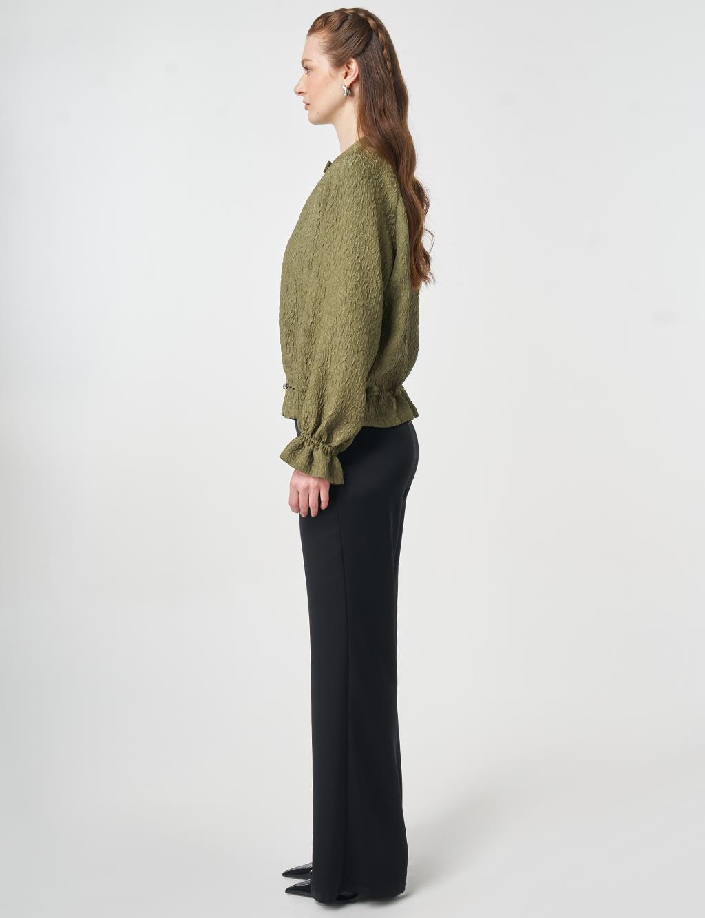 Raglan Sleeve Embossed Jacket Khaki