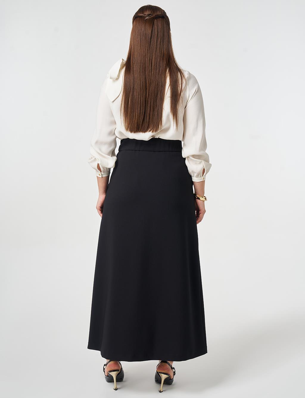 Buckle Detail A-Line Skirt Black