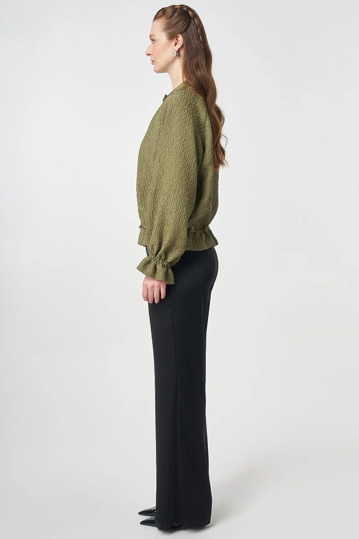 Raglan Sleeve Embossed Jacket Khaki