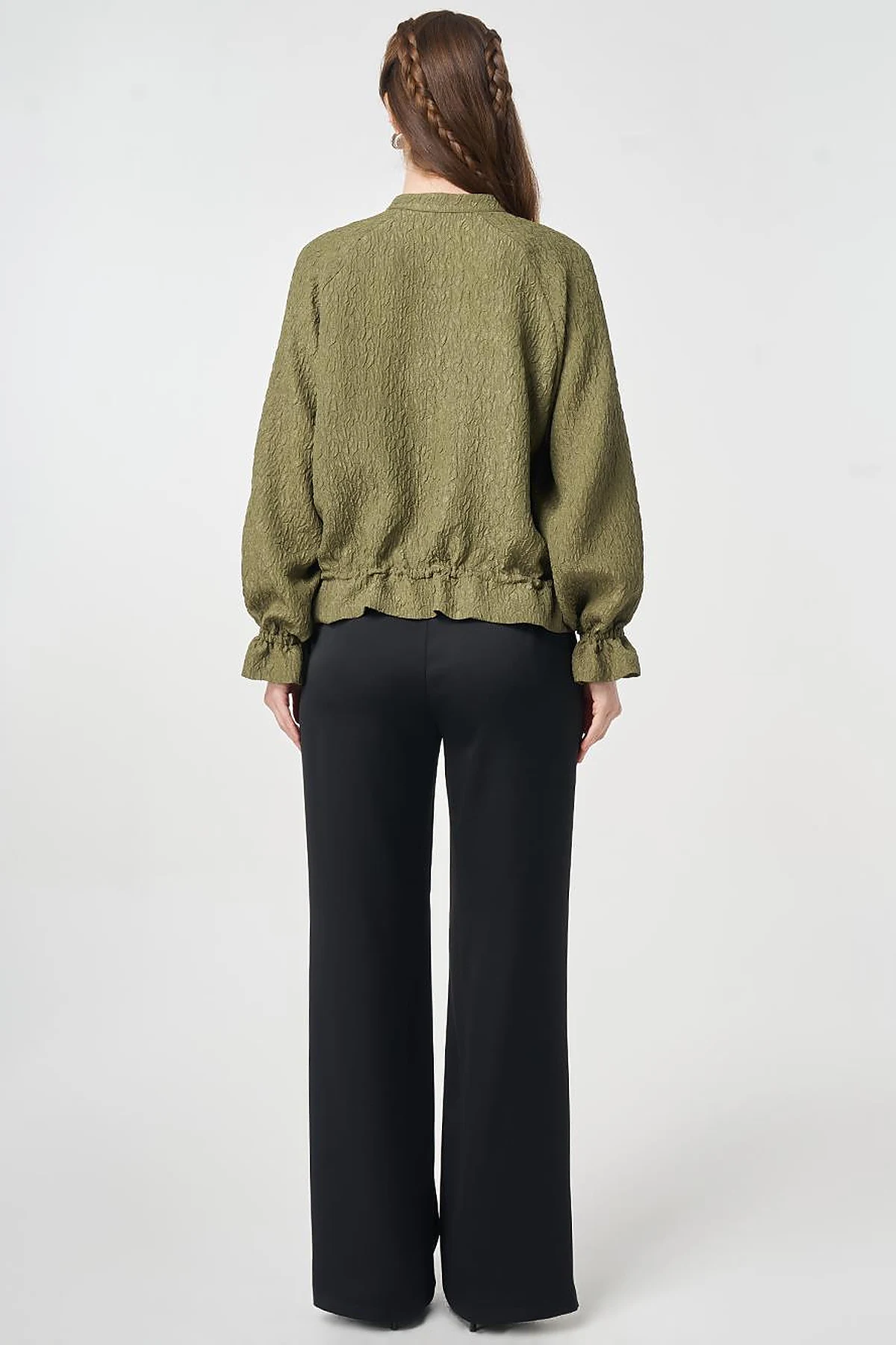Raglan Sleeve Embossed Jacket Khaki