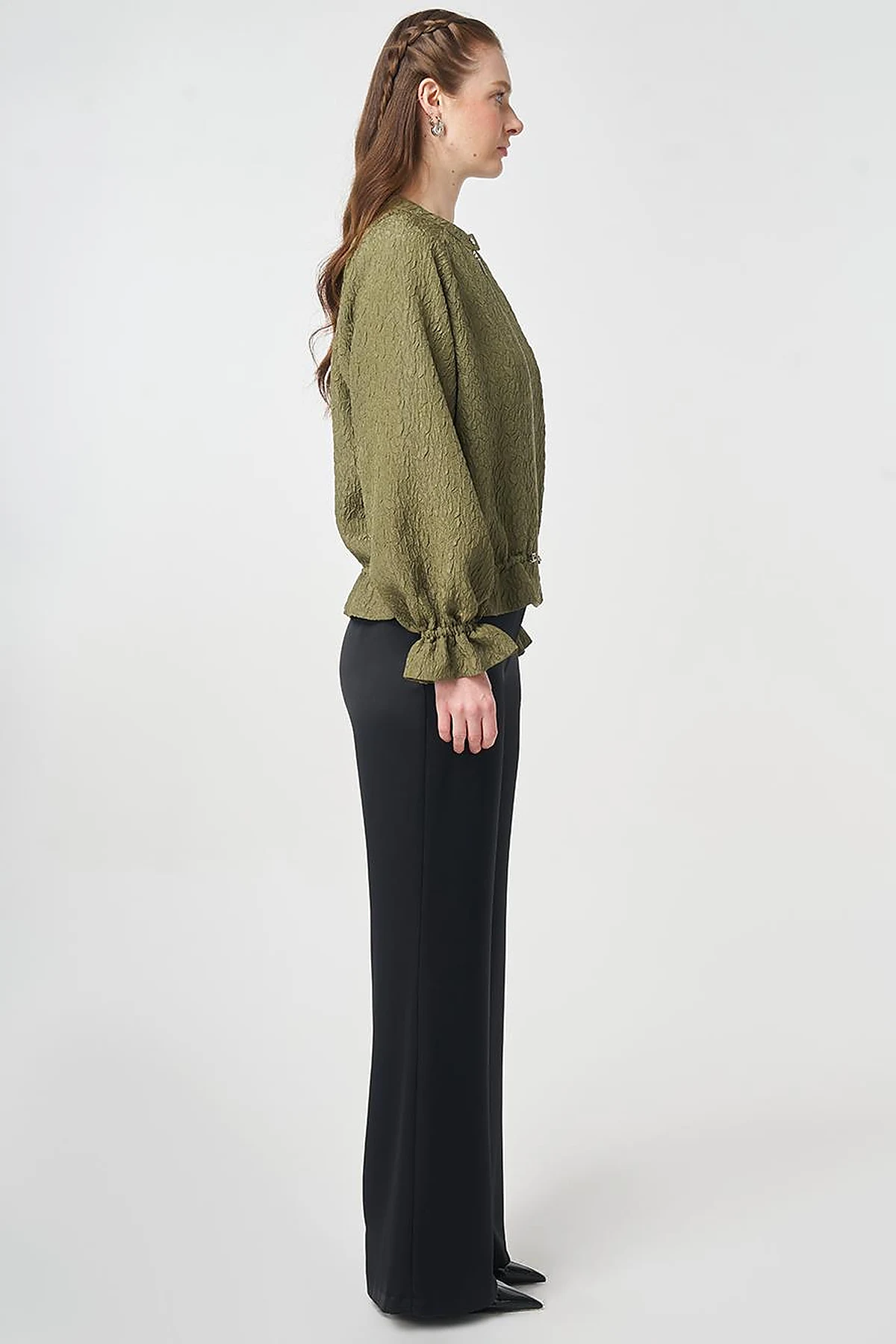 Raglan Sleeve Embossed Jacket Khaki