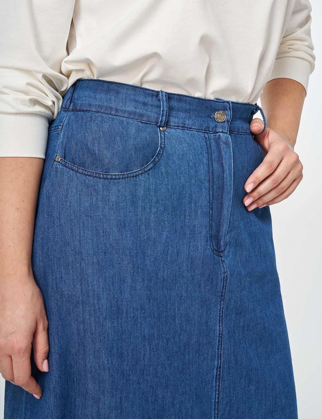 Washed Denim Skirt Indigo
